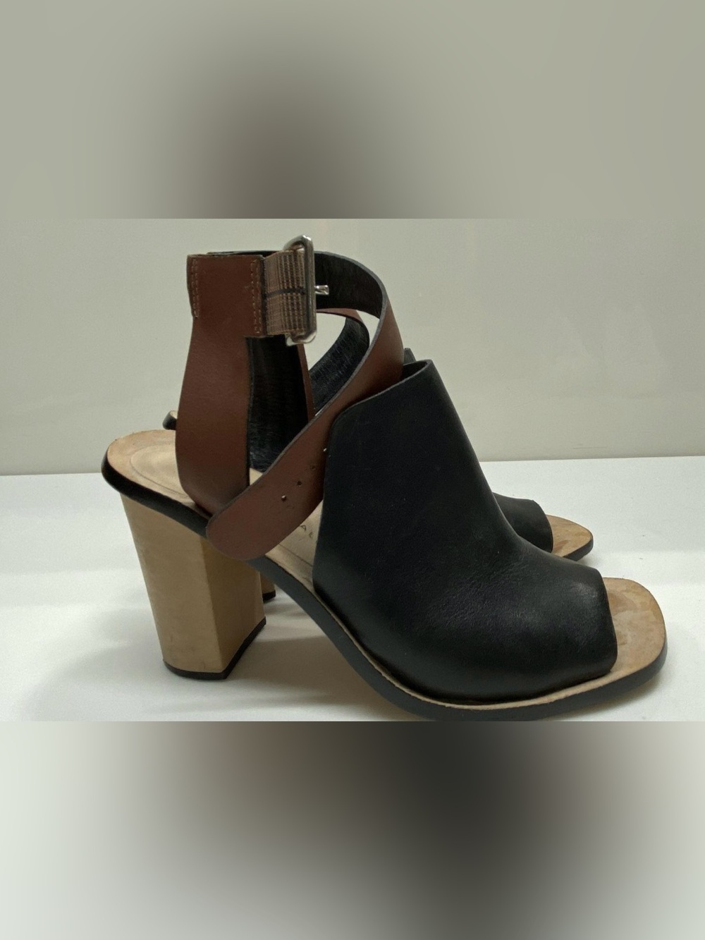 Loeffler Randall Women's Maisy Black Leather Ankle Strap Sandals